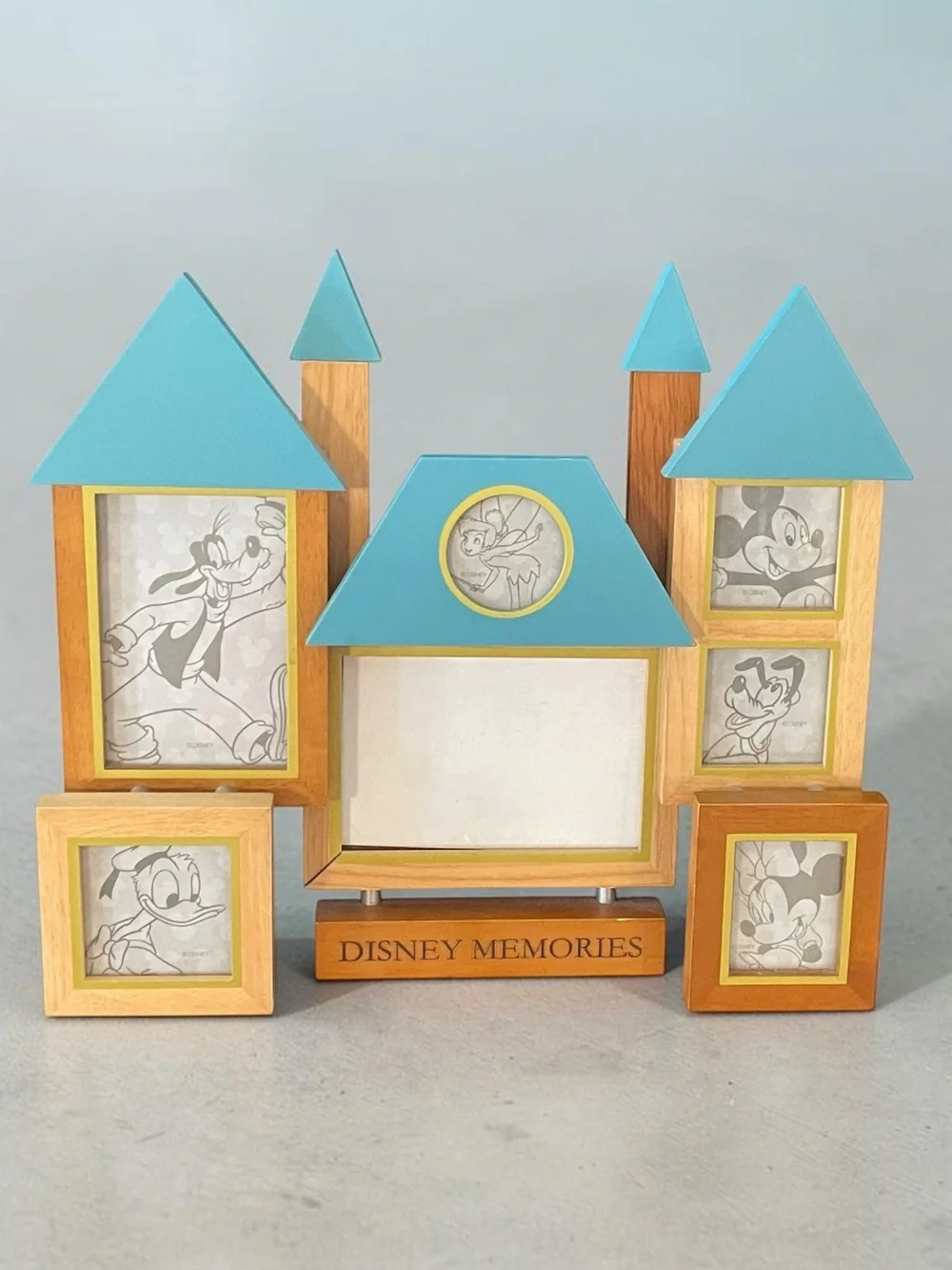Disney Memories Castle Multi Photo Frame Mickey Minnie Tinker Bell Goofy Wood 12